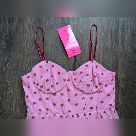 Betsey Johnson Pink Heart Tulle Tiered Dress - Picture 7 of 12